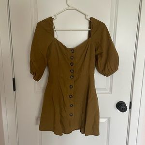 Zara green brown button up dress renfair